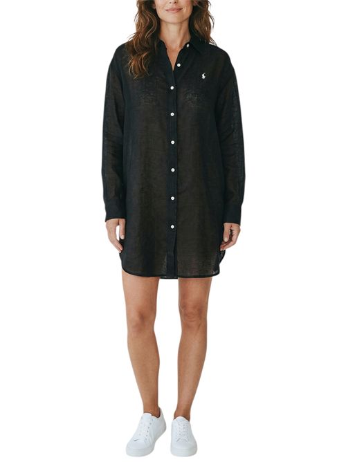 camicia donna over in lino nero Ralph Lauren | 21564377BLACK